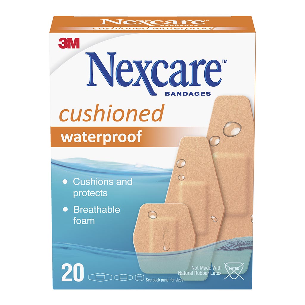 (image for) Nexcare Bandages Cushioned Waterproof, Pack of 20