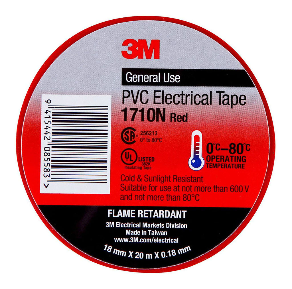 3M Electrical Tape 1710N-RE PVC 18mm x 20m Red