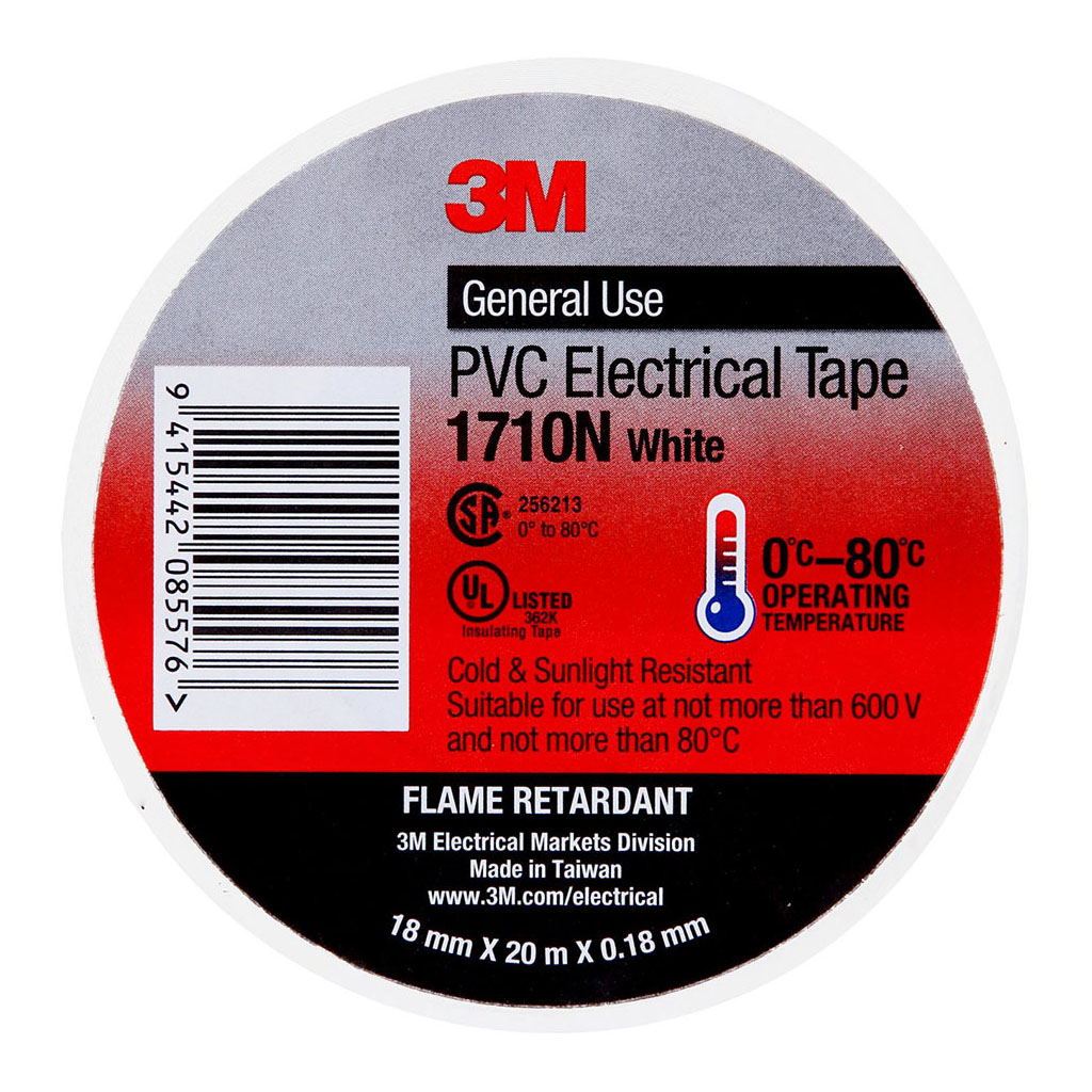 3M Electrical Tape 1710N-WH PVC 18mm x 20m White