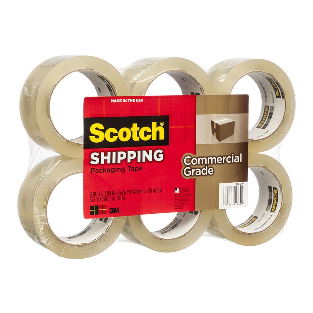 Scotch Shipping Tape 3750-6 48mmx50m Clear, Pack of 6