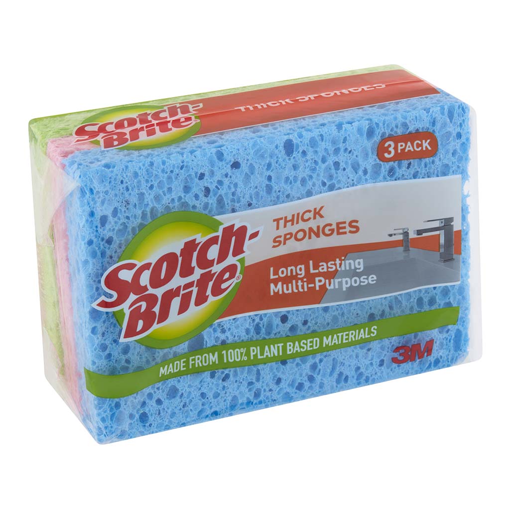 Scotch-Brite Antibacterial Thick Sponge, Pack of 3