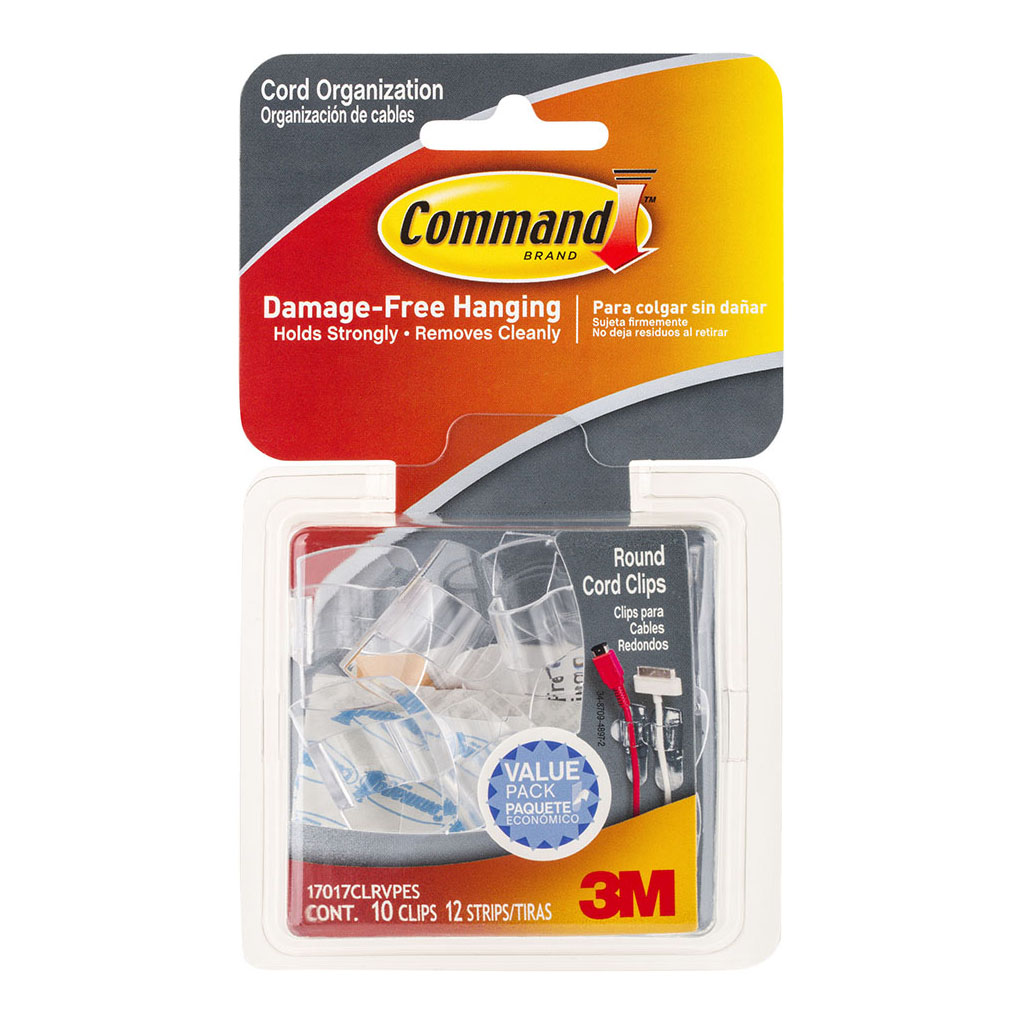 Command Cord Clips 17017CLR-VP Clear Value, Pack of 10