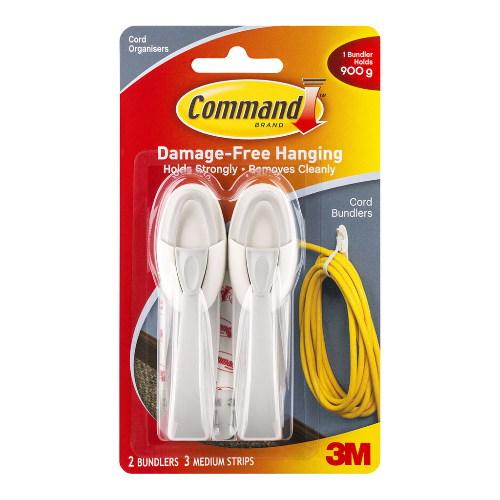 Command Cord Bundler 17304 Medium White, Pack of 2