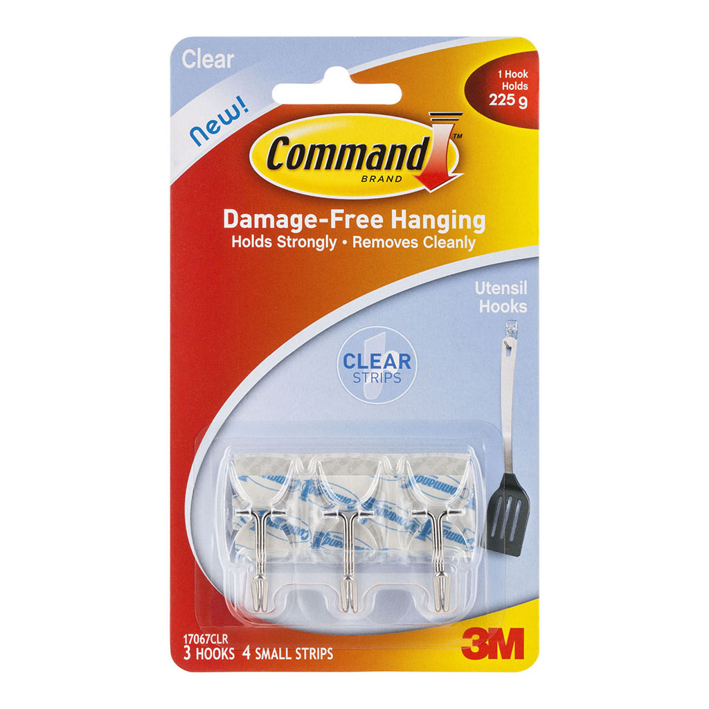 Command Hook 17067CLR Small Clear Wire, Pack of 3