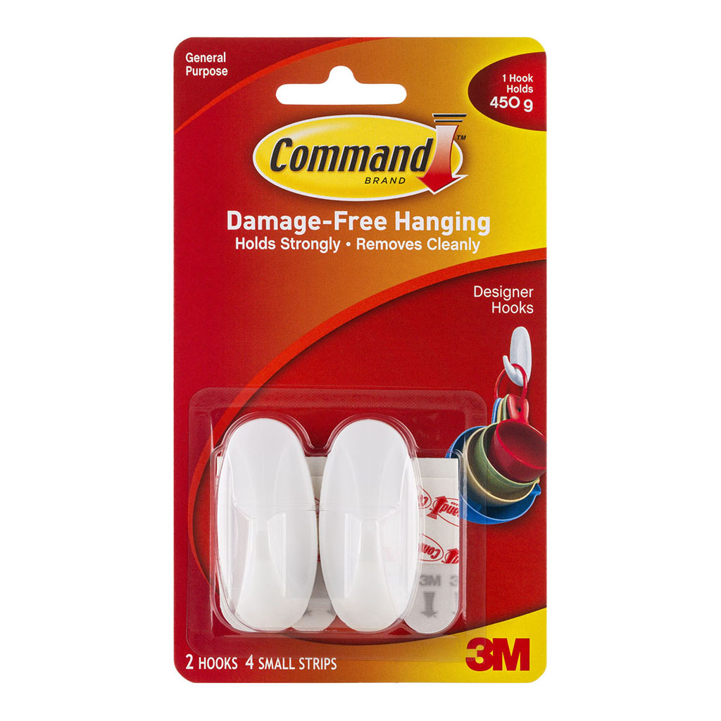 Command Hook 17082 Small White Designer, Pack of 2