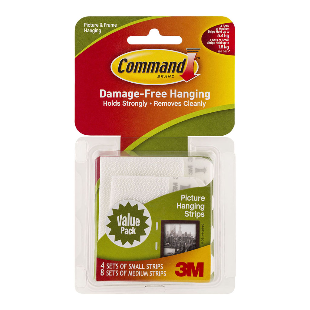 Command Picture Hanging Strips 17203 Assorted White, Pack of 12 Sets