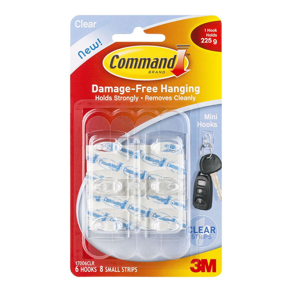 Command Hook 17006CLR Mini Clear, Pack of 6