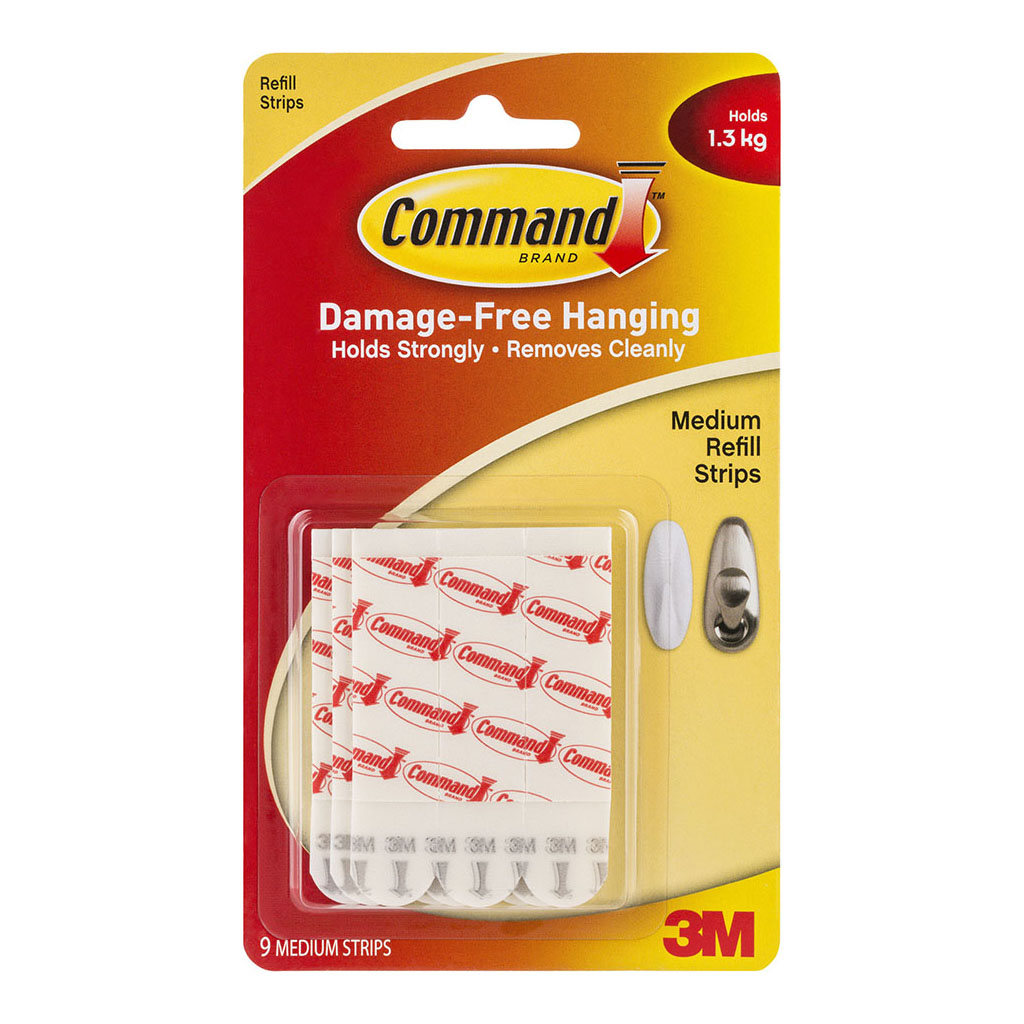 Command Refill Strips 17021P Medium White, Pack of 9