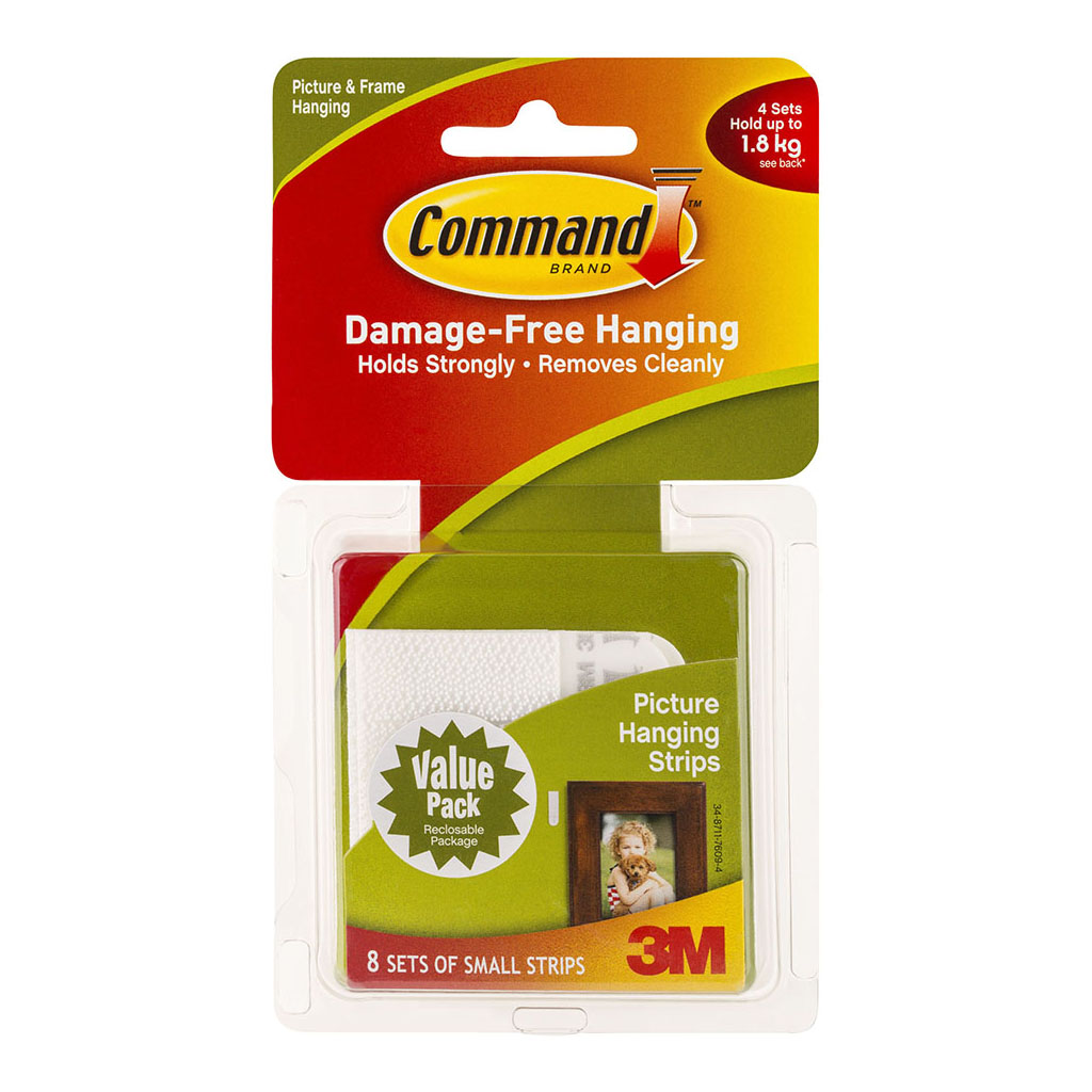 Command Picture Hanging Strips 17205-VP Small White, Pack of 8 Sets