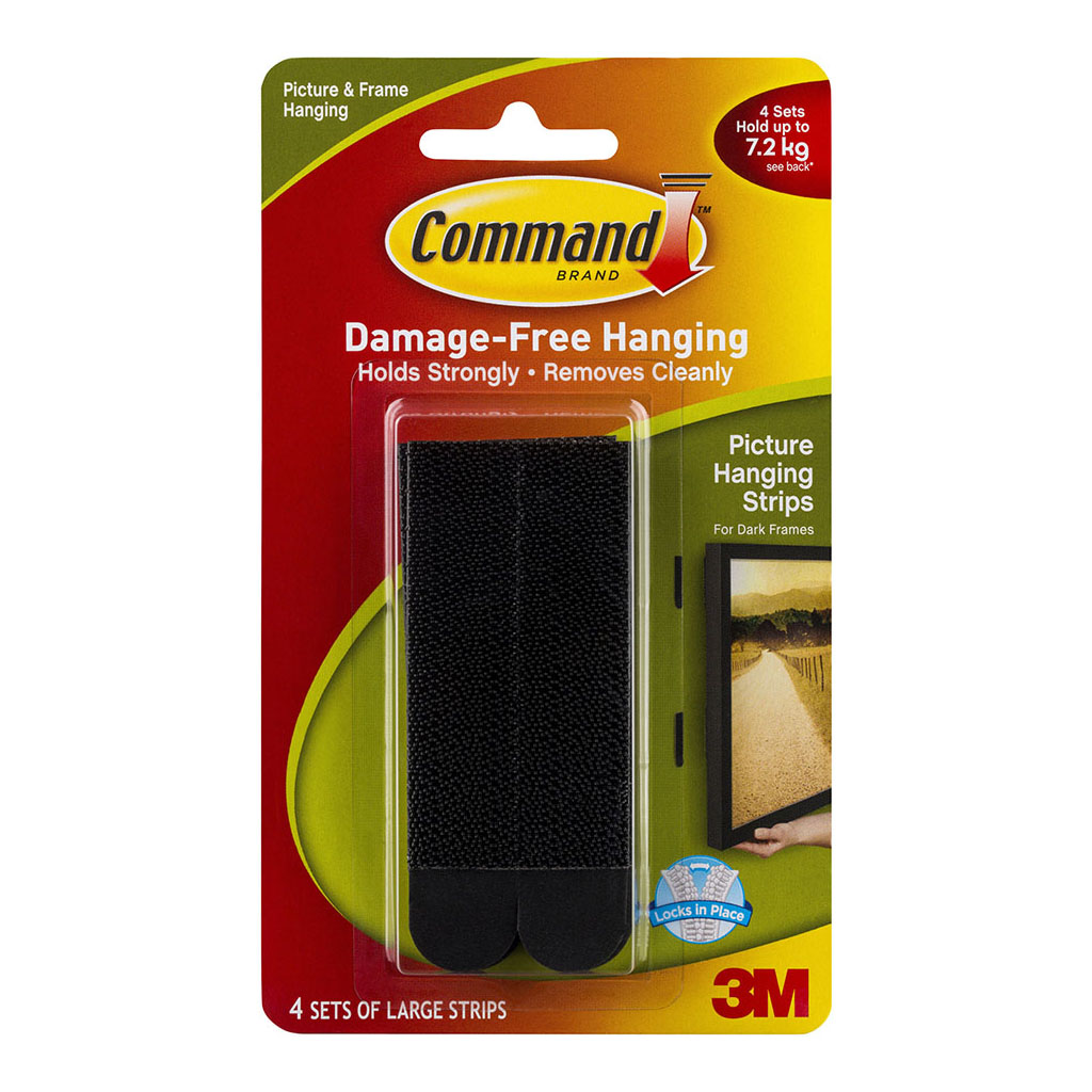 Command Picture Hanging Strips 17206BLK Large Black, Pack of 4 Sets