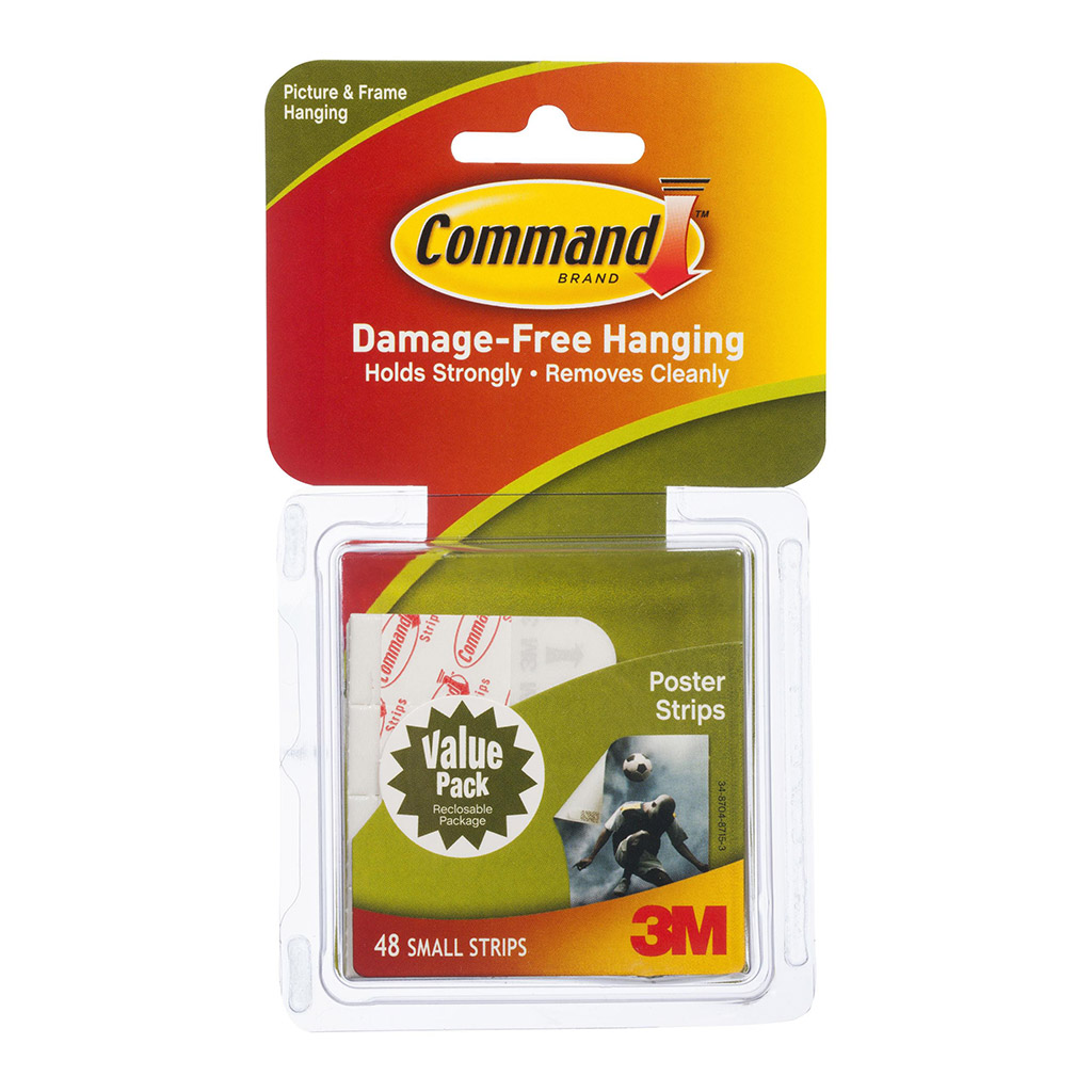 Command Poster Strips 17024-48 Small White Value, Pack of 48