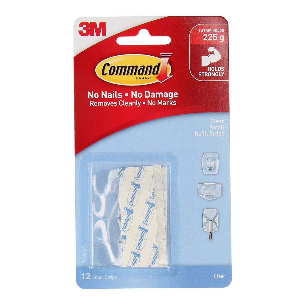 Command Refill Strips 17024CLR Small Clear, Pack of 12