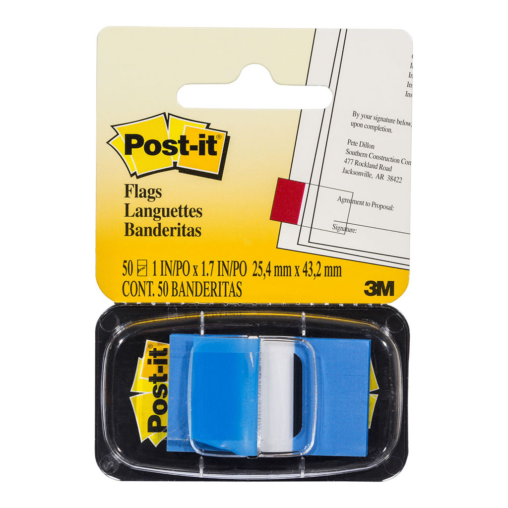 Post-it Flags 680-2 Singles Blue 25x43mm Pkt/50