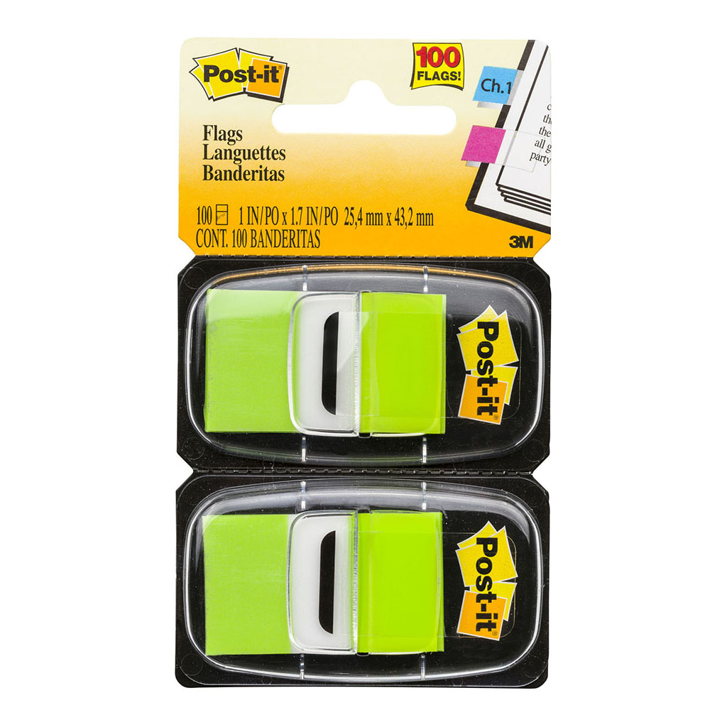 Post-it Flags 680-BG2 25x43mm Bright Green, Pack of 2