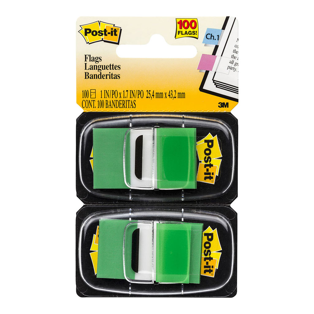 Post-it Flags 680-GN2 25x43mm Green, Pack of 2