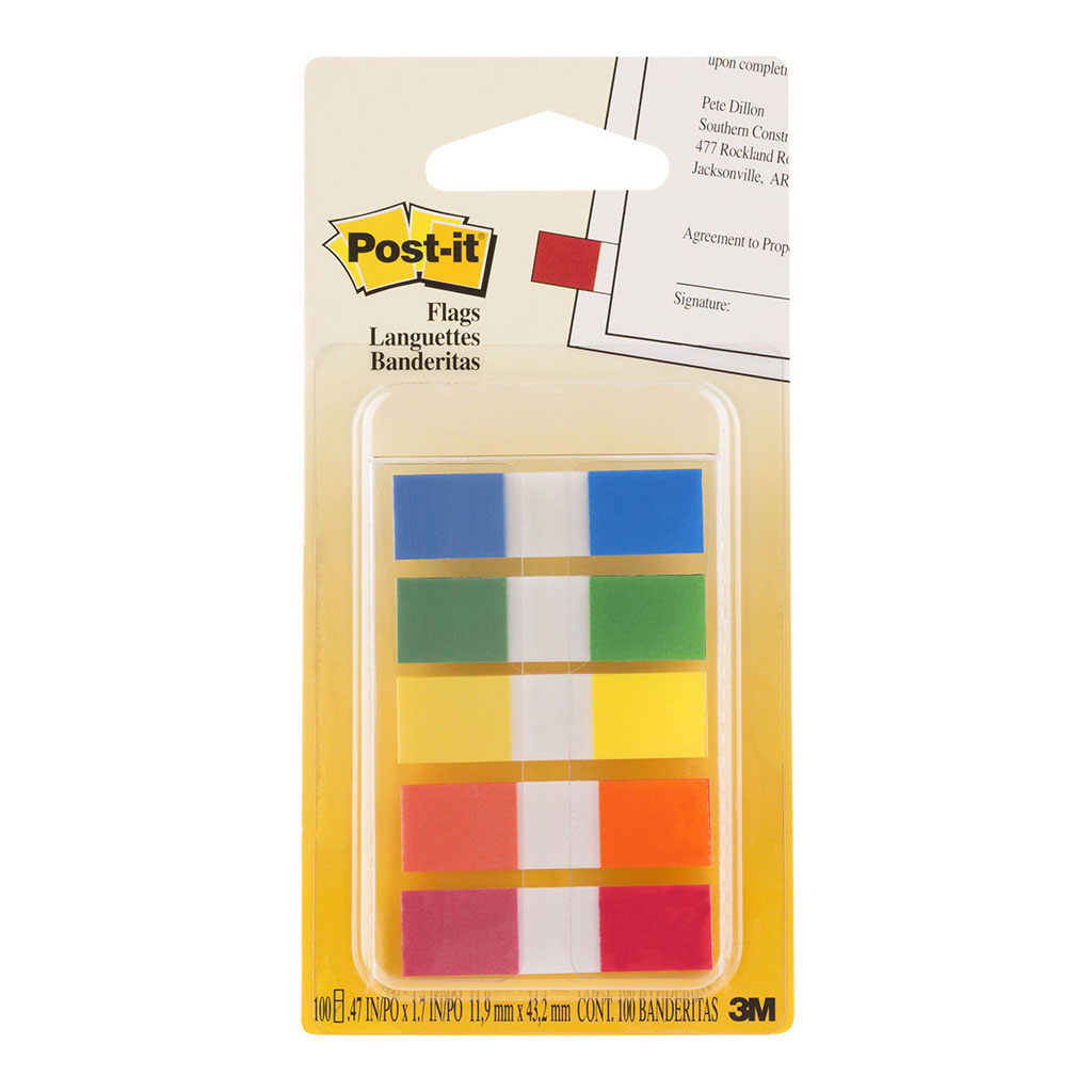 (image for) Post-it Flags 683-5CF 12x43mm Primary, Pack of 5