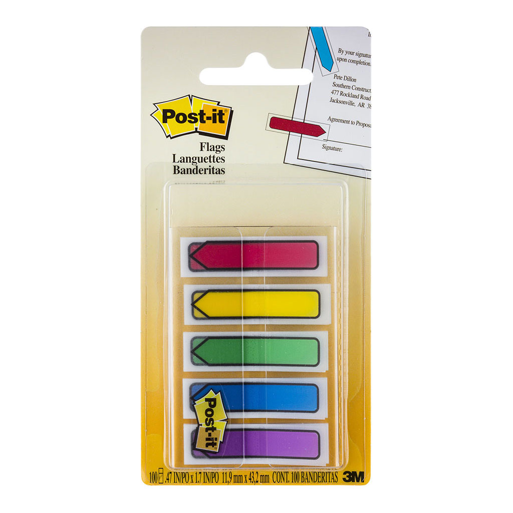 Post-it Arrow Flags 684-ARR1 12x43mm Primary, Pack of 5