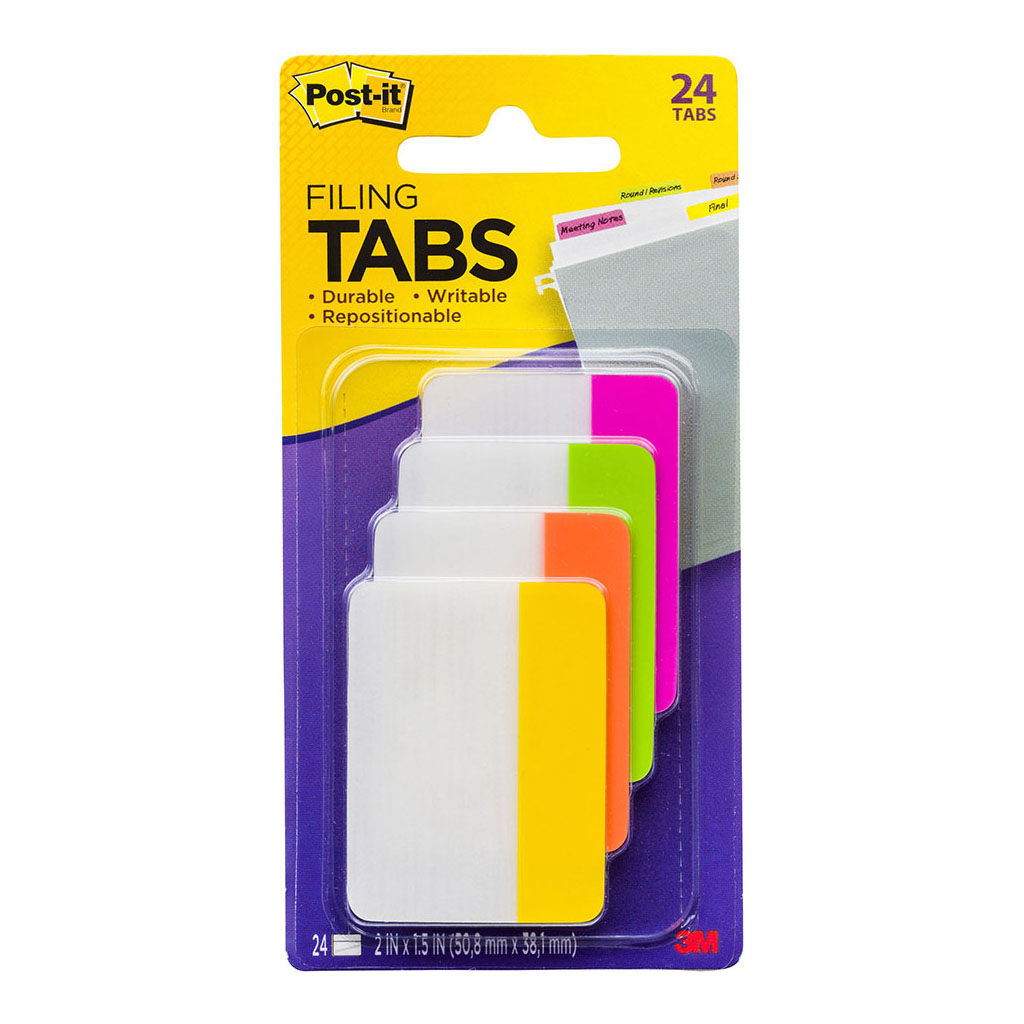 Post-it Filing Tabs 686-PLOY 50x38mm Bright, Pack of 4