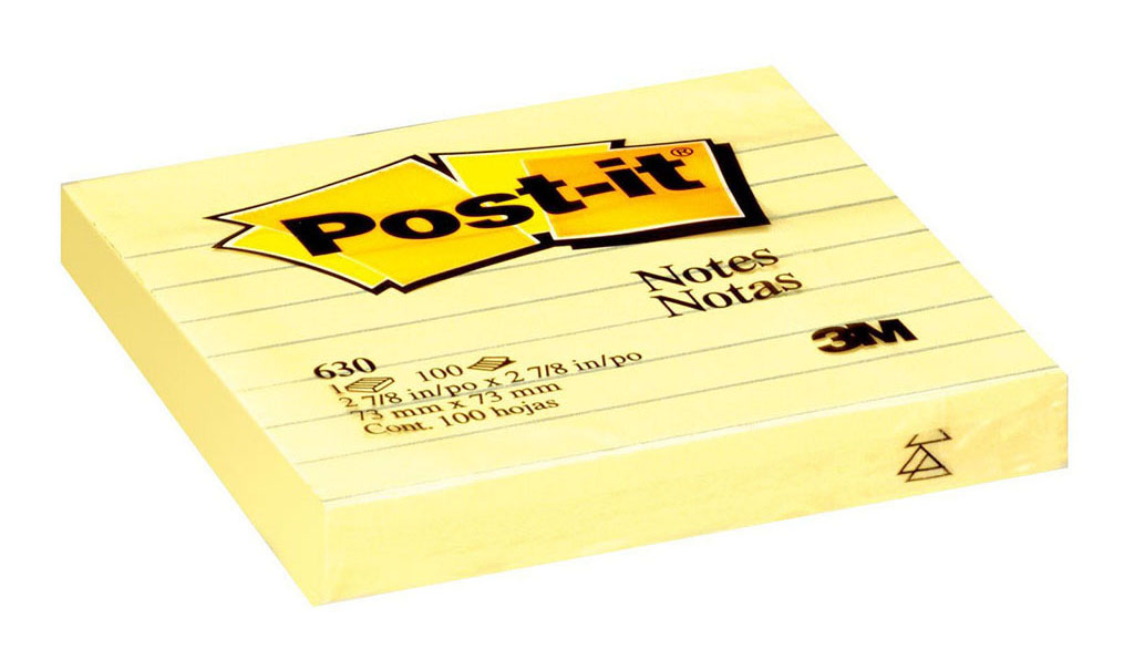 Post-it Notes 630-SS Lined Yellow 76x76mm 100 sheet pads