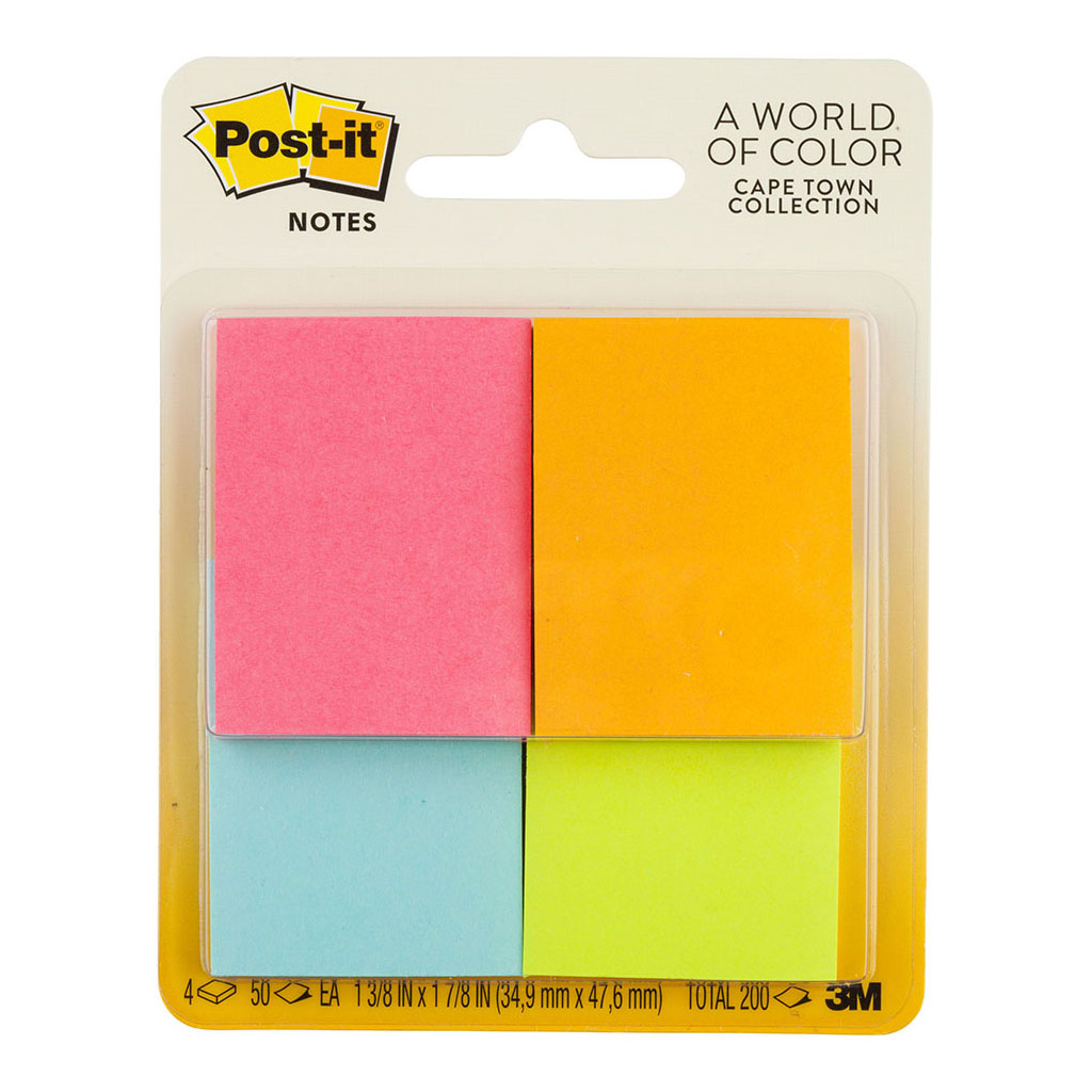 Post-it Notes 653-4AF 36x48mm Cape Town, Pack of 4