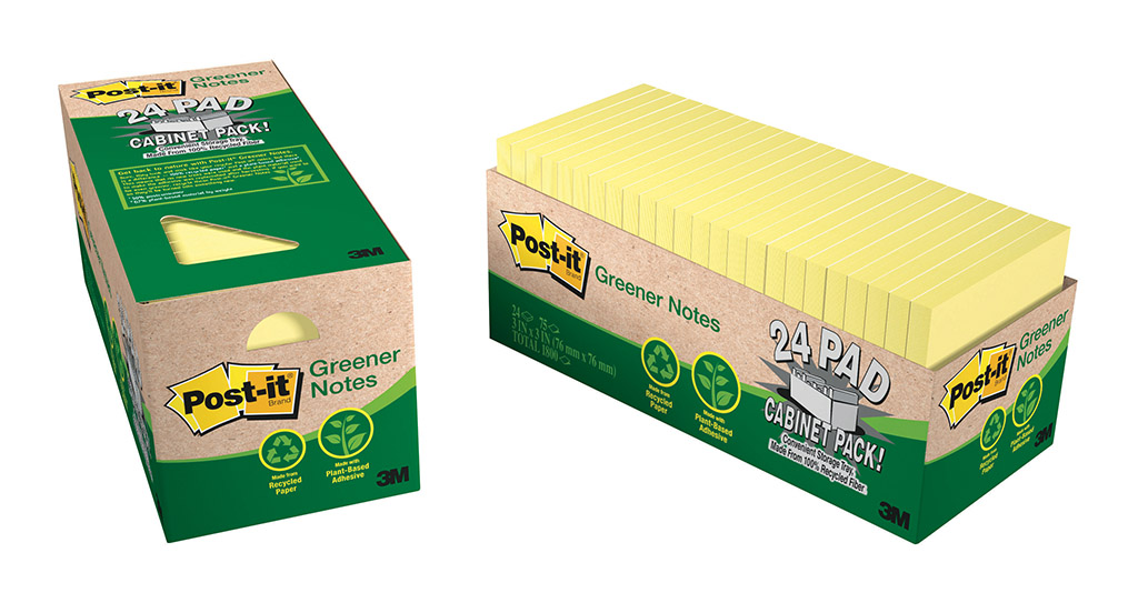 Post-it Greener Notes 654R-24CP-CY 76x76mm Yellow Cabinet, Pack of 24