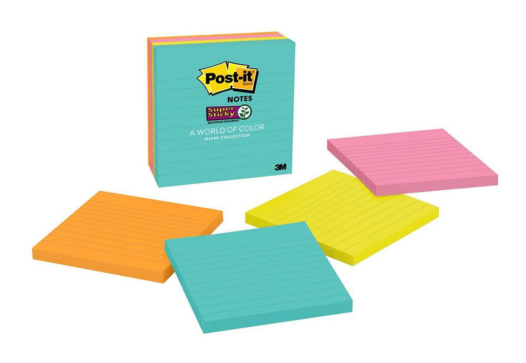 Post-it Super Sticky Notes 675-4SSMIA 101x101mm Miami, Pack of 4