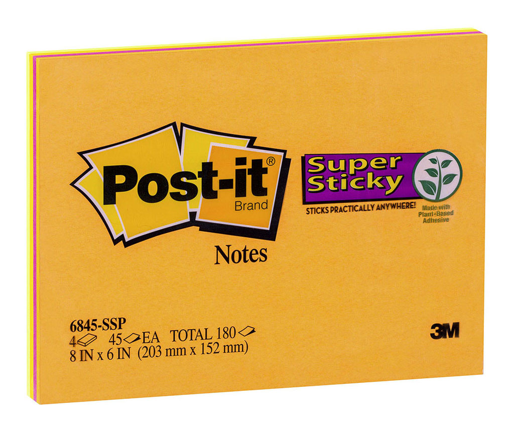 Post-it Super Sticky Notes 6845-SSP 202x152mm Rio de Janeiro, Pack of 4