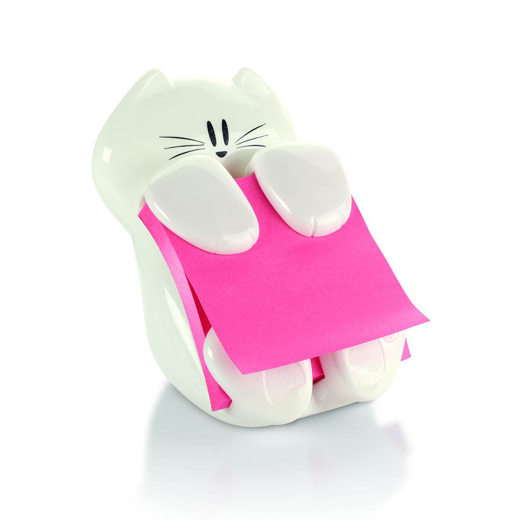 Post-it Pop Up Note Dispenser CAT-330 Cat White w 50 sheet refill pad