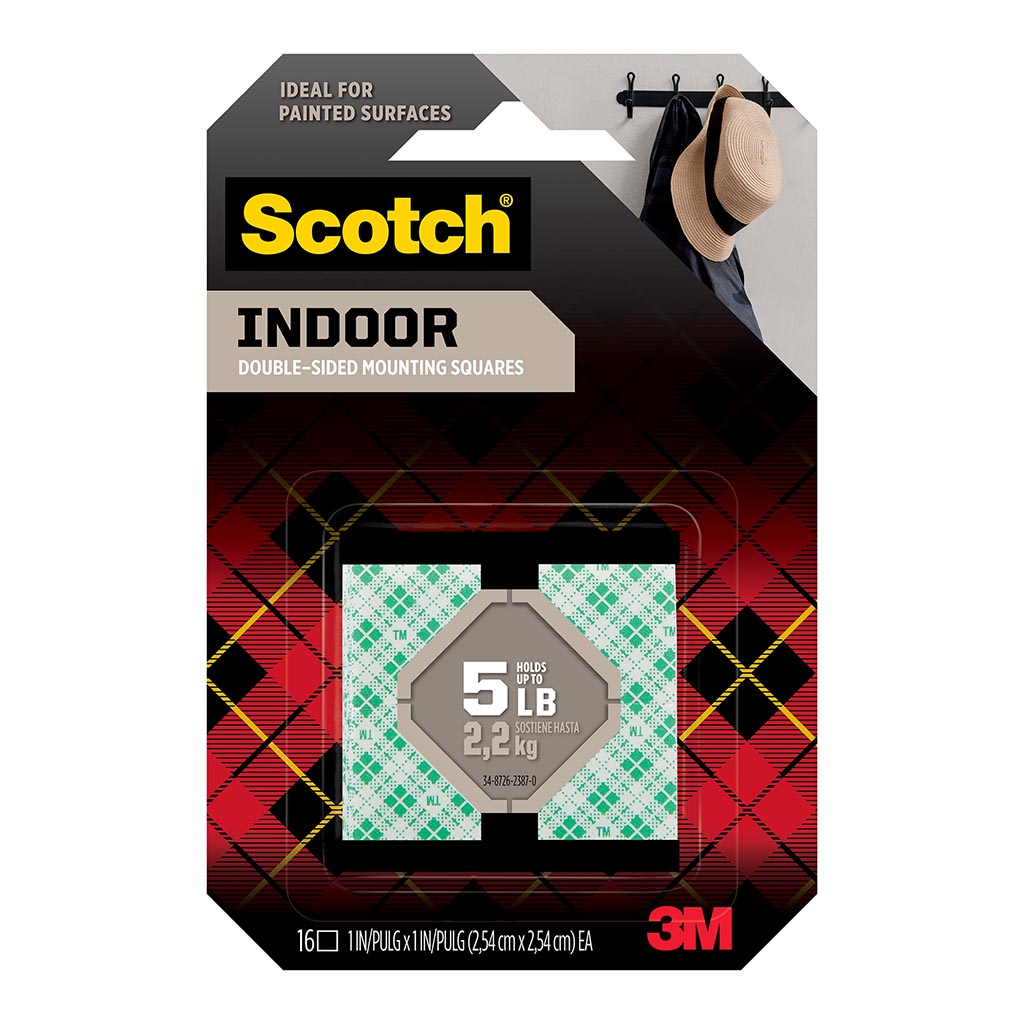 Scotch Mounting Squares 111S-SQ-16 Indoor 25mm, Pack of 16