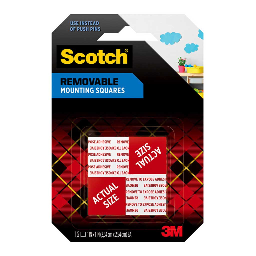 Scotch Mounting Squares 108 Removable 25mm, Pack of 16