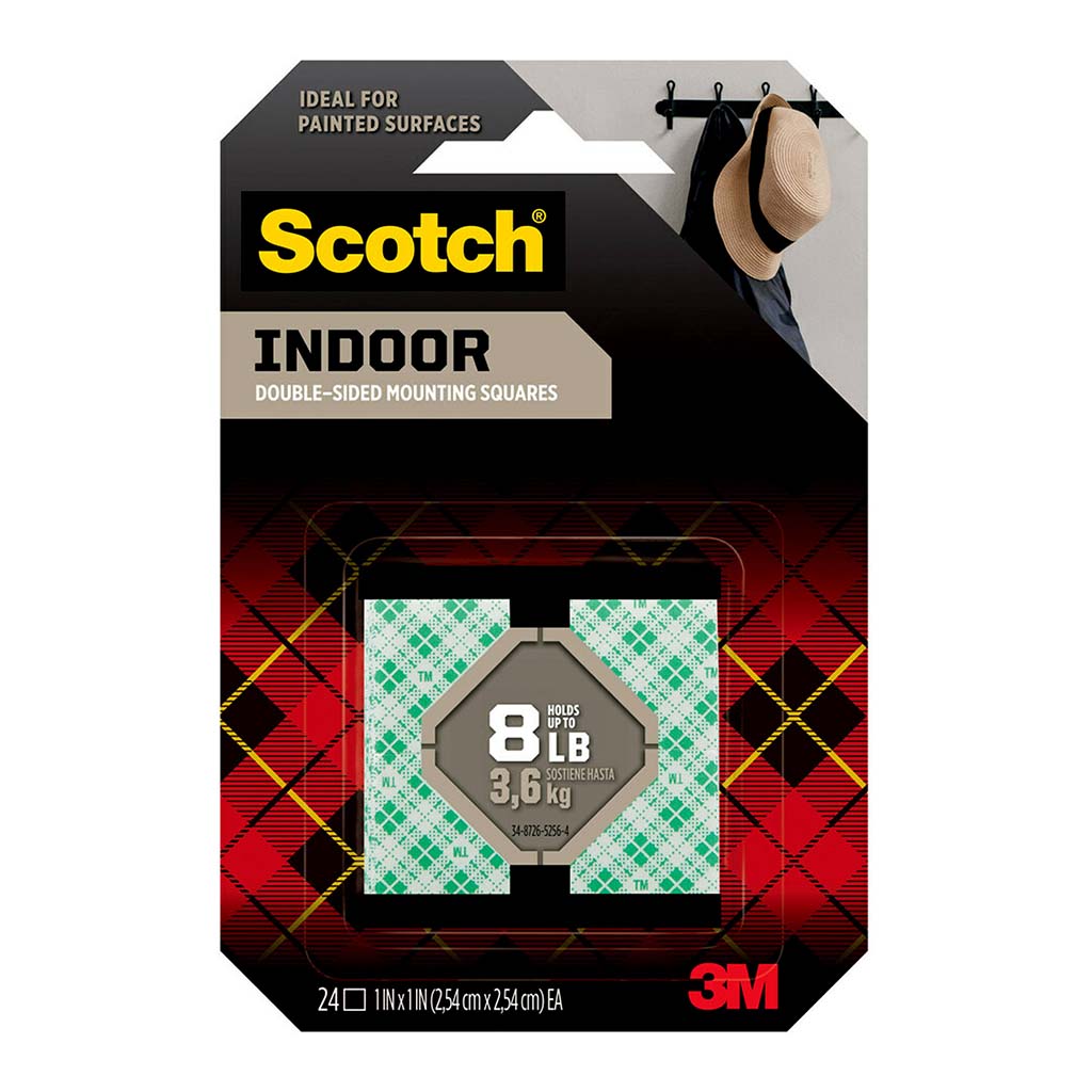 Scotch Indoor Mounting Squares 111S-SQ-24 25mm, Pack of 24