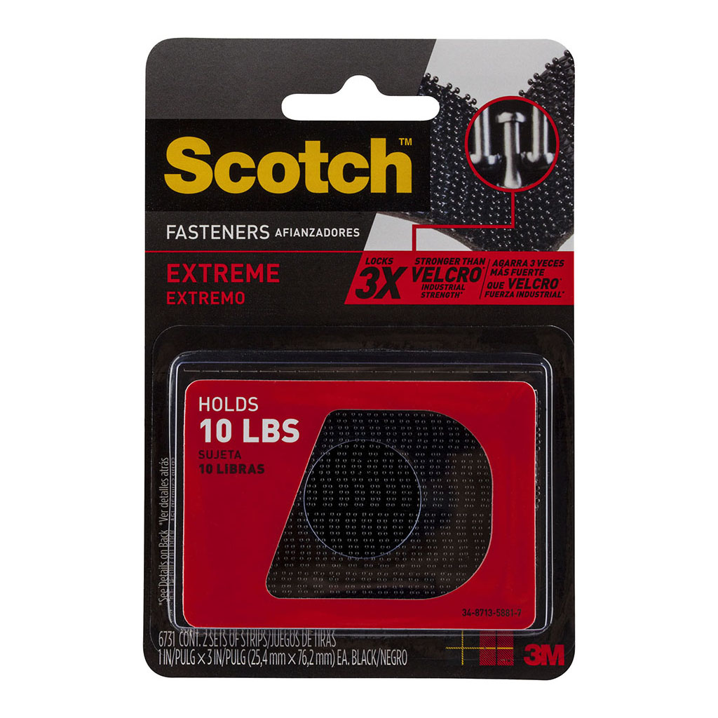 Scotch Fastener Extreme RF6731 Black 25x76mm, Pack of 2 Sets