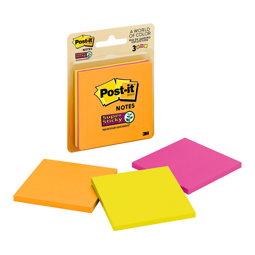 Post-it Super Sticky Notes 3321-SSAU 76x76mm Rio de Janeiro, Pack of 3