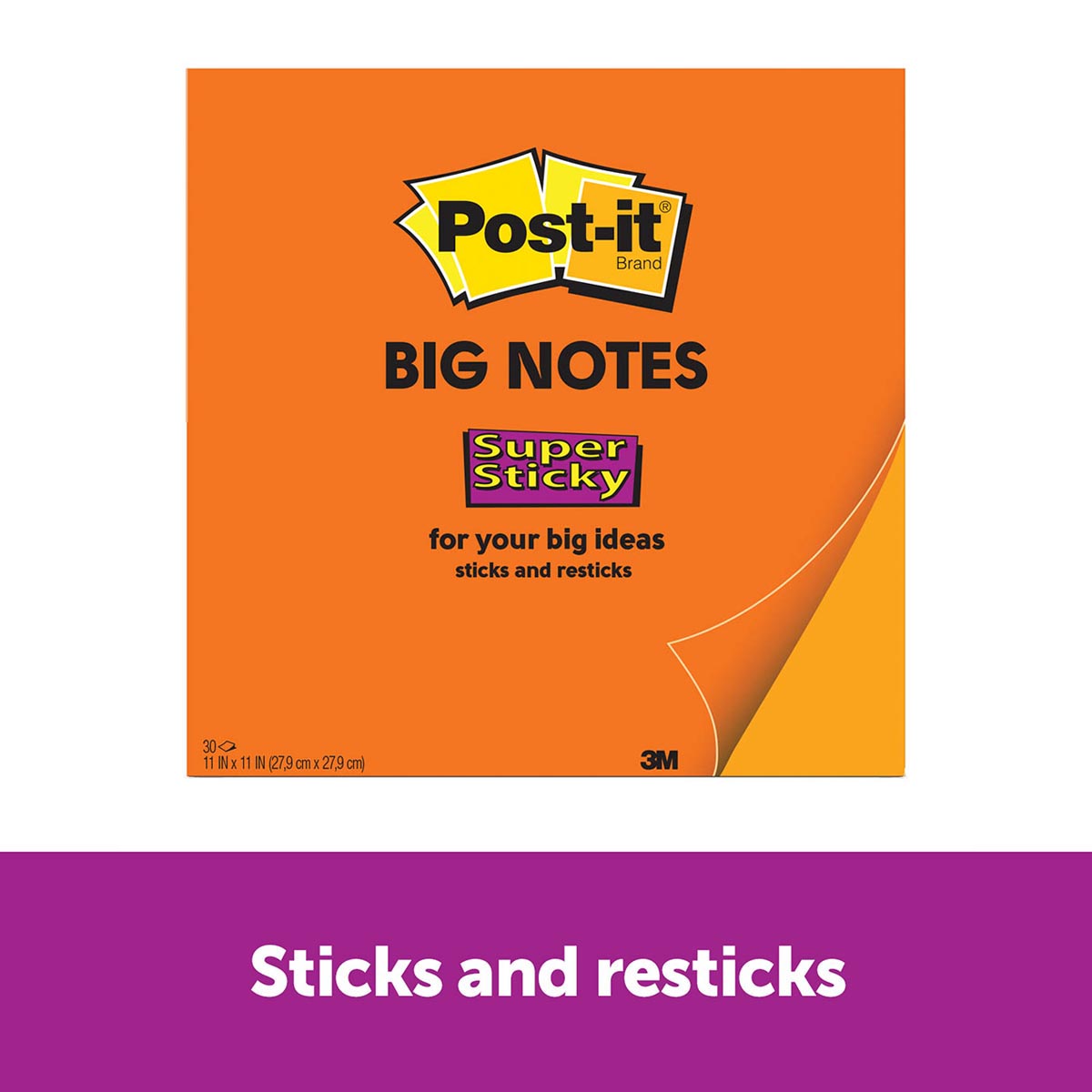 Post-it Super Sticky Big Notes BN11 Orange 279x279mm 30 sheet pad