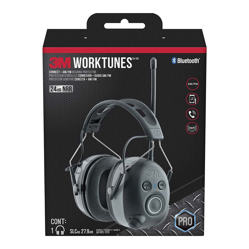 3M Worktunes Connect+ 90542H1-DC-PS AM FM Bluetooth Earmuffs