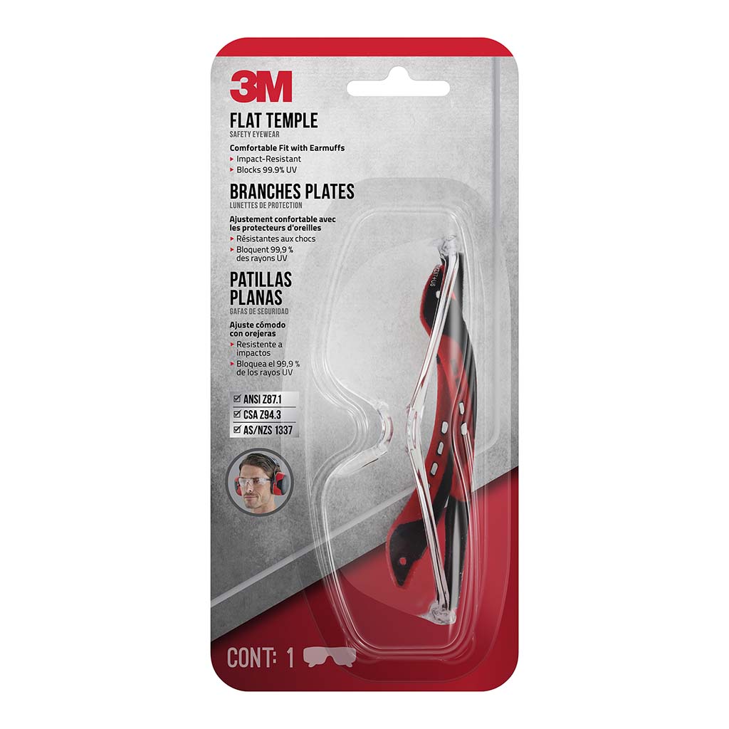 3M Flat Temple Eyewear Anti Scratch 47010H1-DC Clear Lens