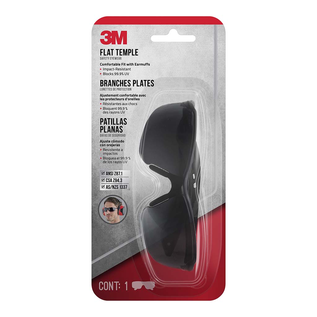 3M Flat Temple Eyewear Anti Scratch 47011H1-DC Grey Lens