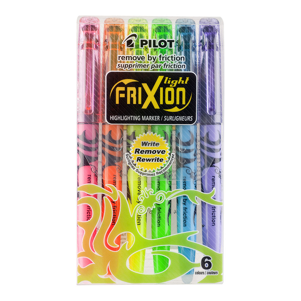 Pilot Frixion Light Erasable Highlighter, Pack of 6 (SW-FL-S6) HS