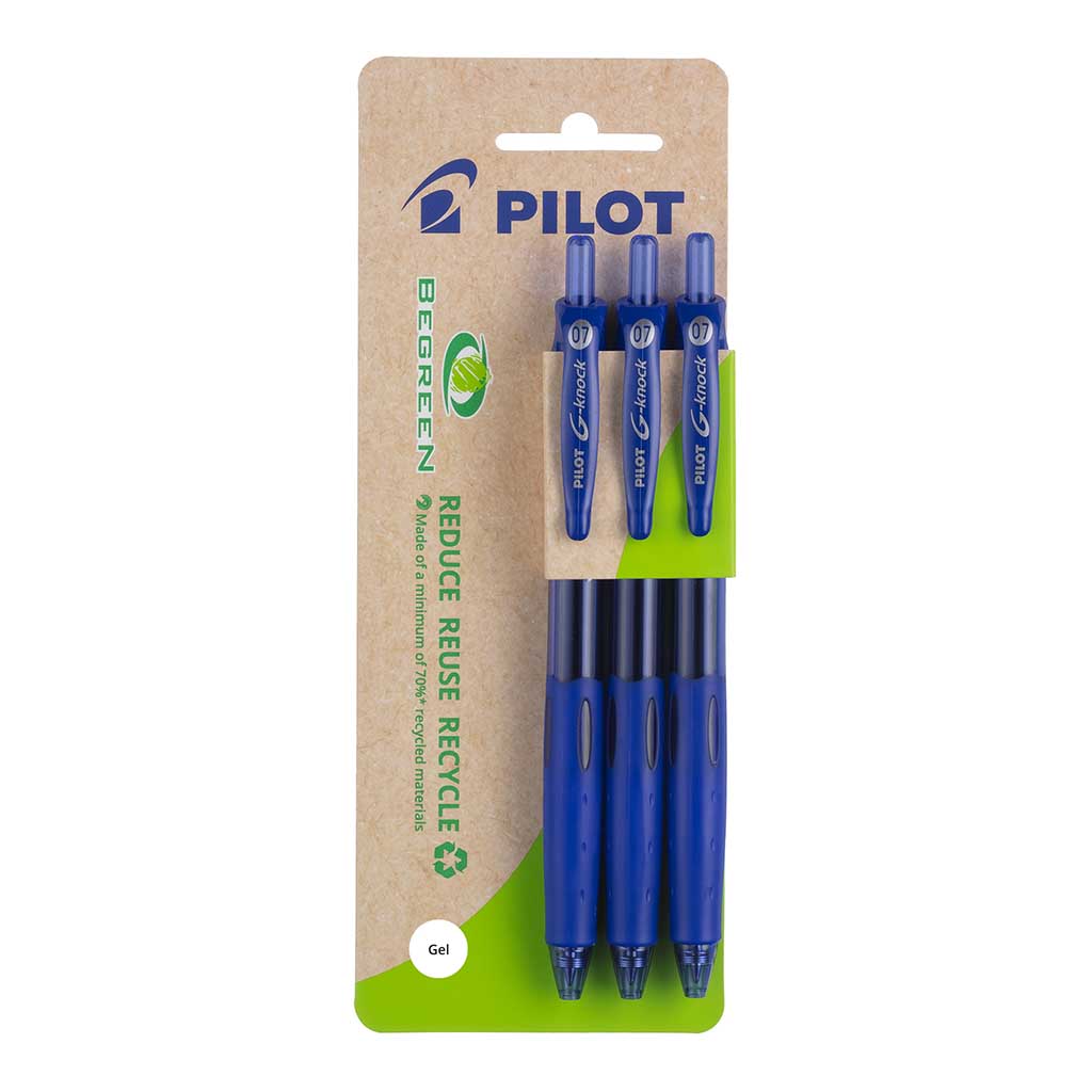 Pilot BeGreen G-Knock Gel Fine Blue, Pack of 3 HS