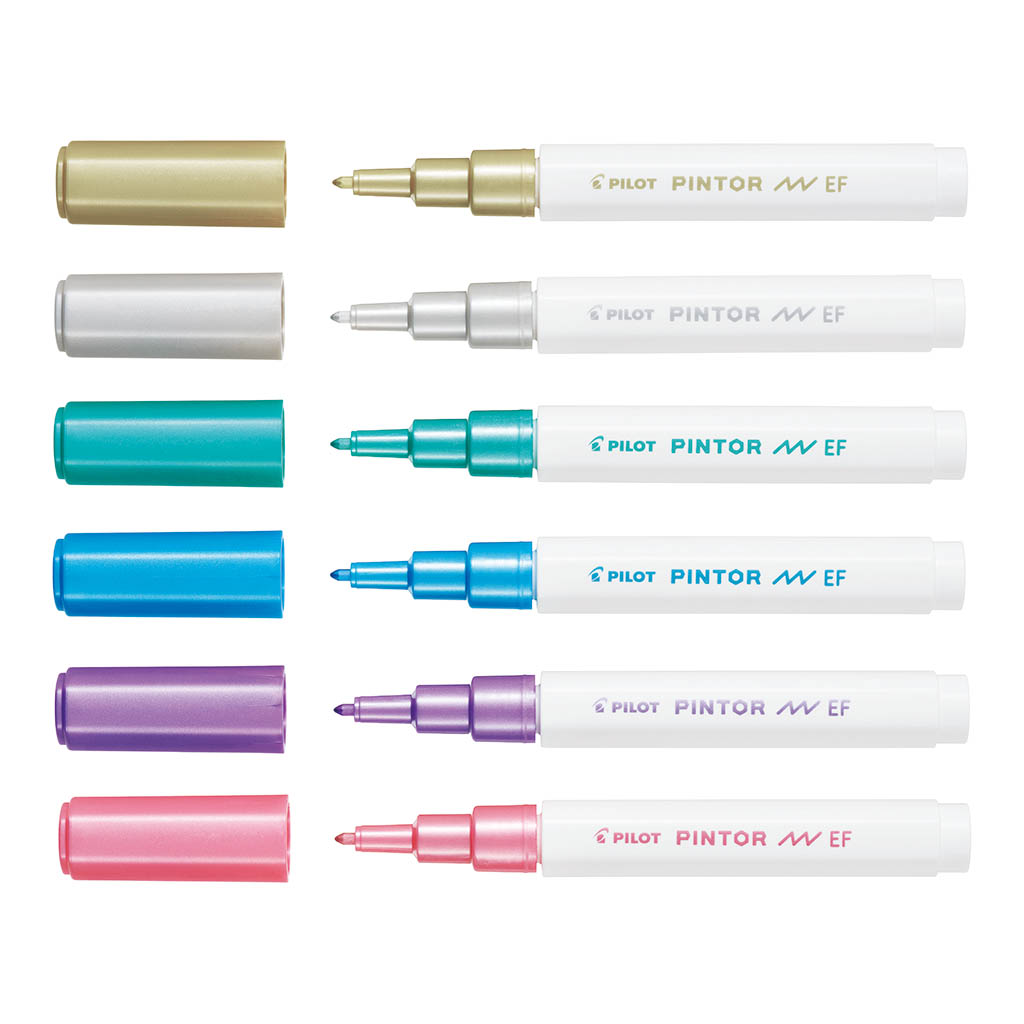 Pilot Pintor Marker Extra Fine Metallic, Pack of 6