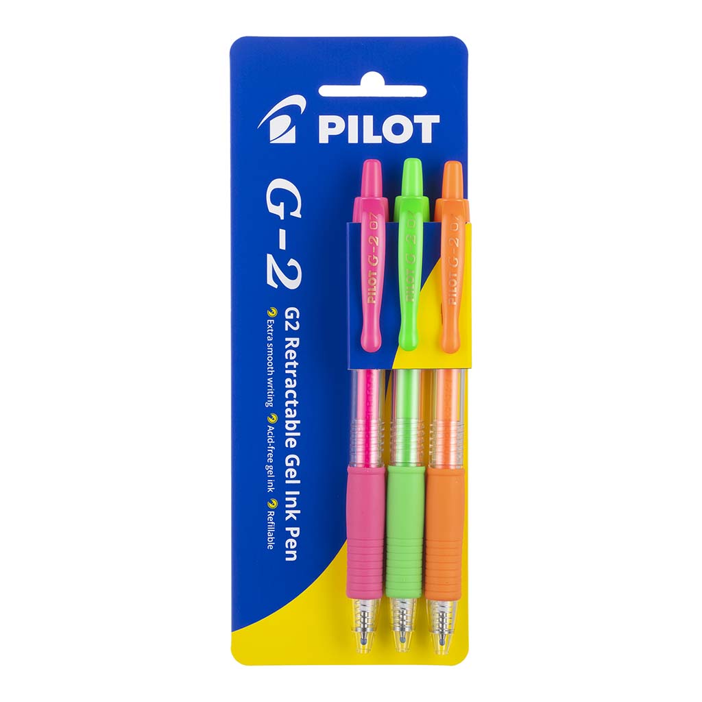 Pilot G2 Gel Fine Neon PGO, Pack of 3 HS