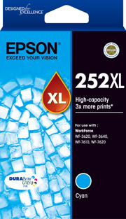 Genuine Epson 252XL Cyan Ink Cartridge