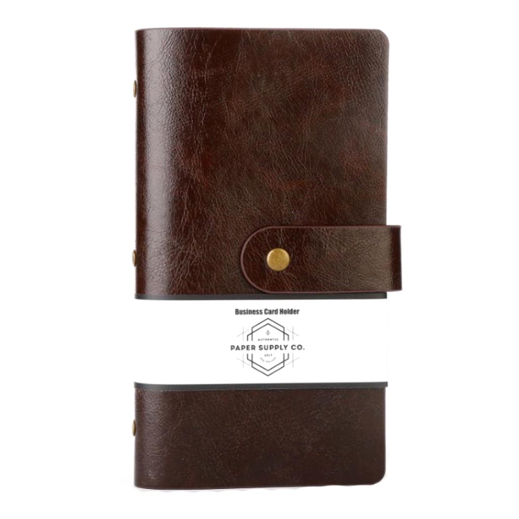 OSC Vintage Business Card Holder Brown 96 cards