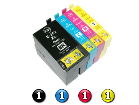 4 Pack Combo Compatible Epson 252XL (1BK/1C/1M/1Y) ink cartridges