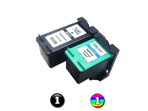 2 Pack Combo Remanufactured HP74XL/HP75XL High Capacity ink cartridges