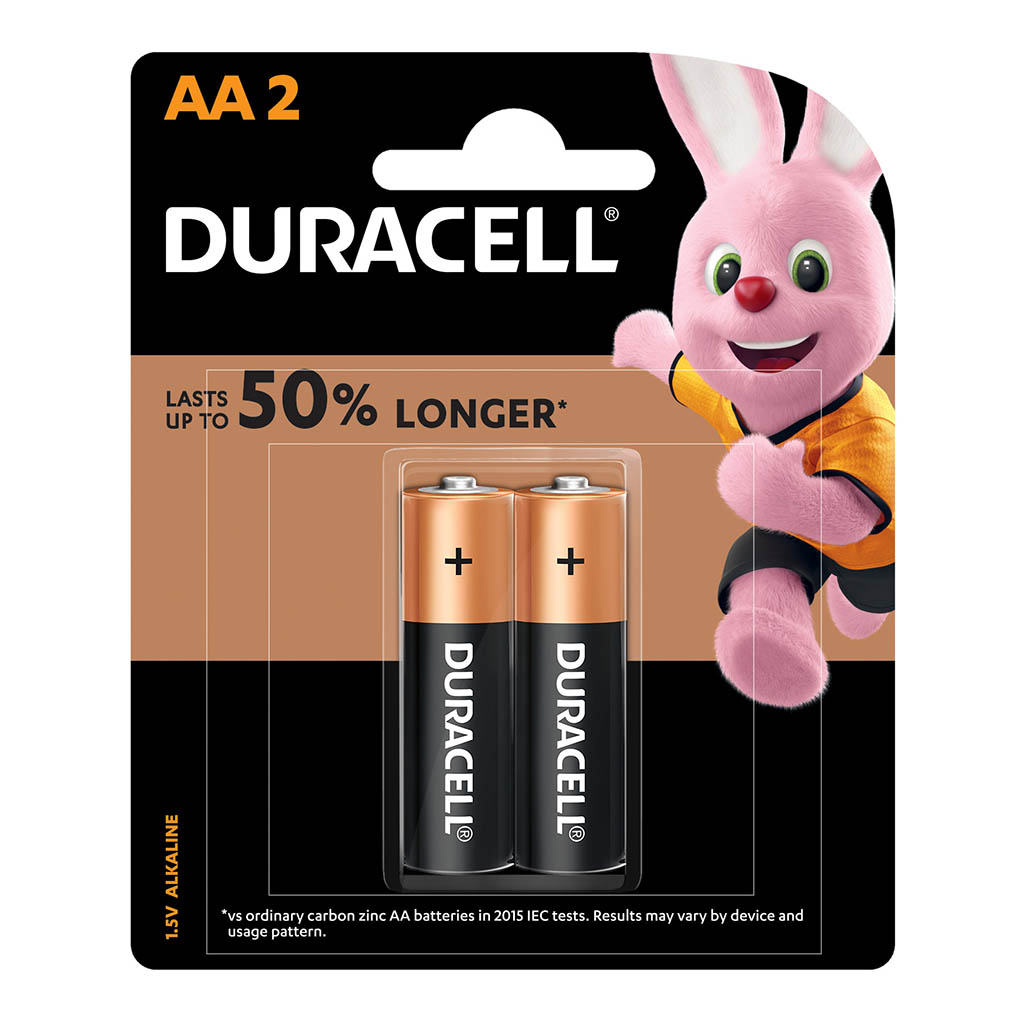 Duracell Coppertop Alkaline AA Battery, Pack of 2