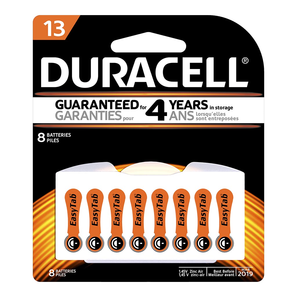 Duracell Hearing Aid 13 Battery, Pack of 8