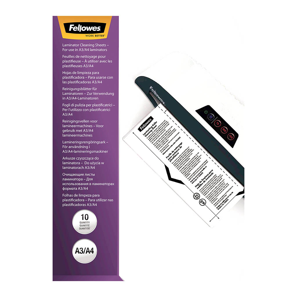 (image for) Fellowes Laminator Cleaning and Carrier Sheets A4, Pack of 10