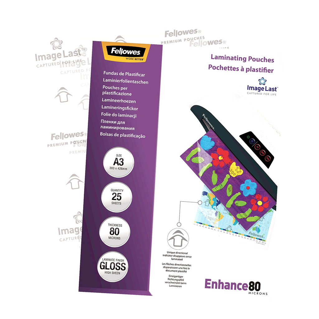 Fellowes Laminating Pouches A3 Gloss 80 Micron, Pack of 25