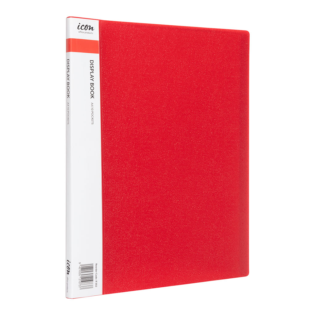 Icon Display Book A4 with Insert Spine 10 Pocket Red